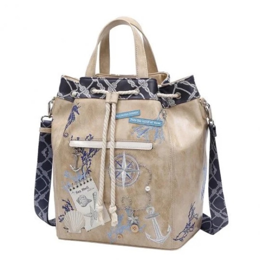 Beige Nautical Backpack with Rope Accents - Picture 4 of 12